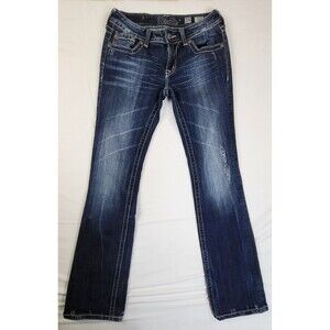 Miss Me Bootcut Blue Denim Jeans Embellished Pockets Women Sz 28 JW6090B2 Boot